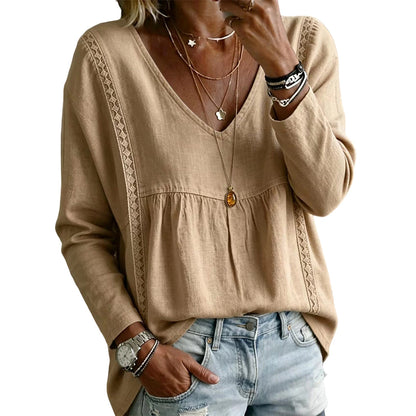Casual blouse voor dames met V-hals en lange mouwen