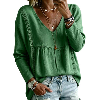 Casual blouse voor dames met V-hals en lange mouwen