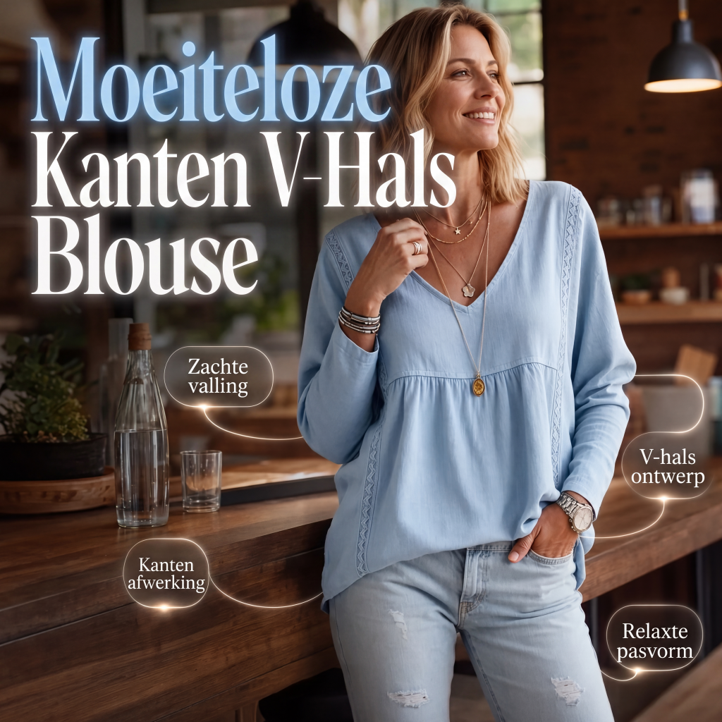 Casual blouse voor dames met V-hals en lange mouwen