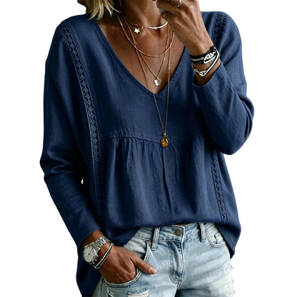 Casual blouse voor dames met V-hals en lange mouwen