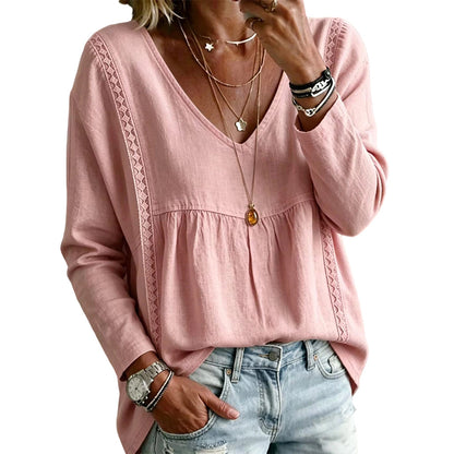 Casual blouse voor dames met V-hals en lange mouwen