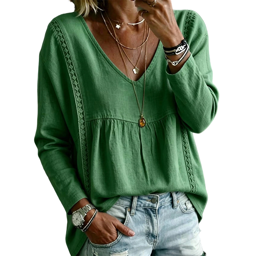 Casual blouse voor dames met V-hals en lange mouwen