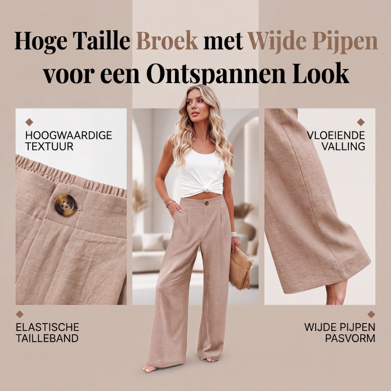 Dames hoge taille wijde pijpen casual broek