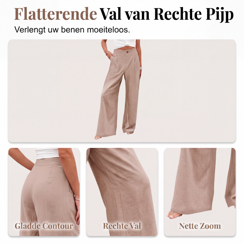 Dames hoge taille wijde pijpen casual broek