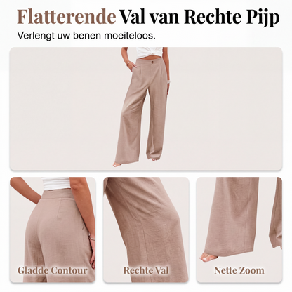 Dames hoge taille wijde pijpen casual broek