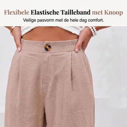 Dames hoge taille wijde pijpen casual broek