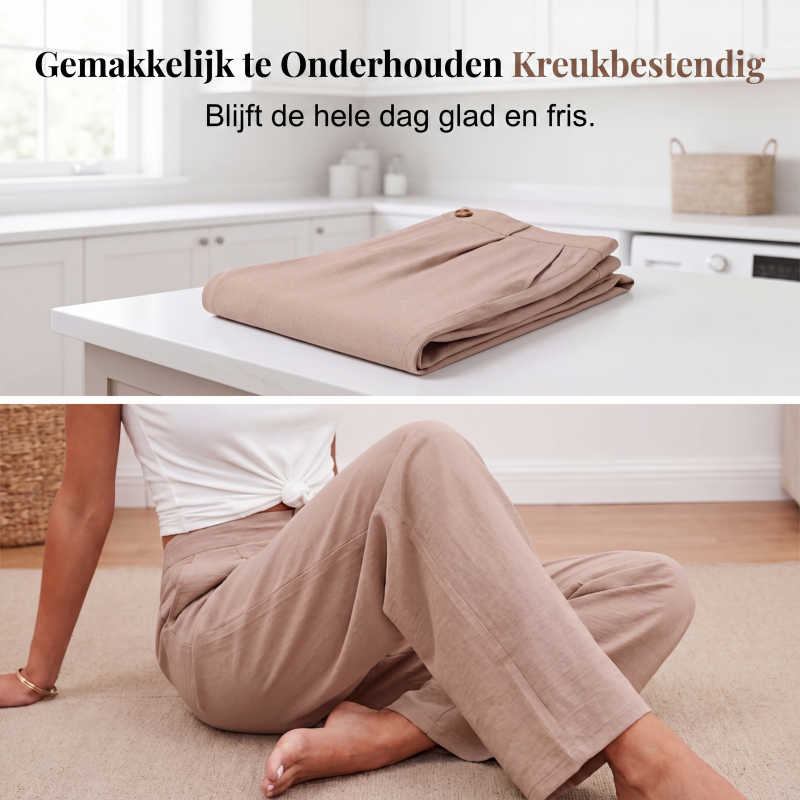 Dames hoge taille wijde pijpen casual broek
