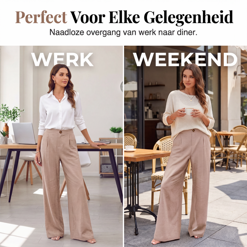 Dames hoge taille wijde pijpen casual broek