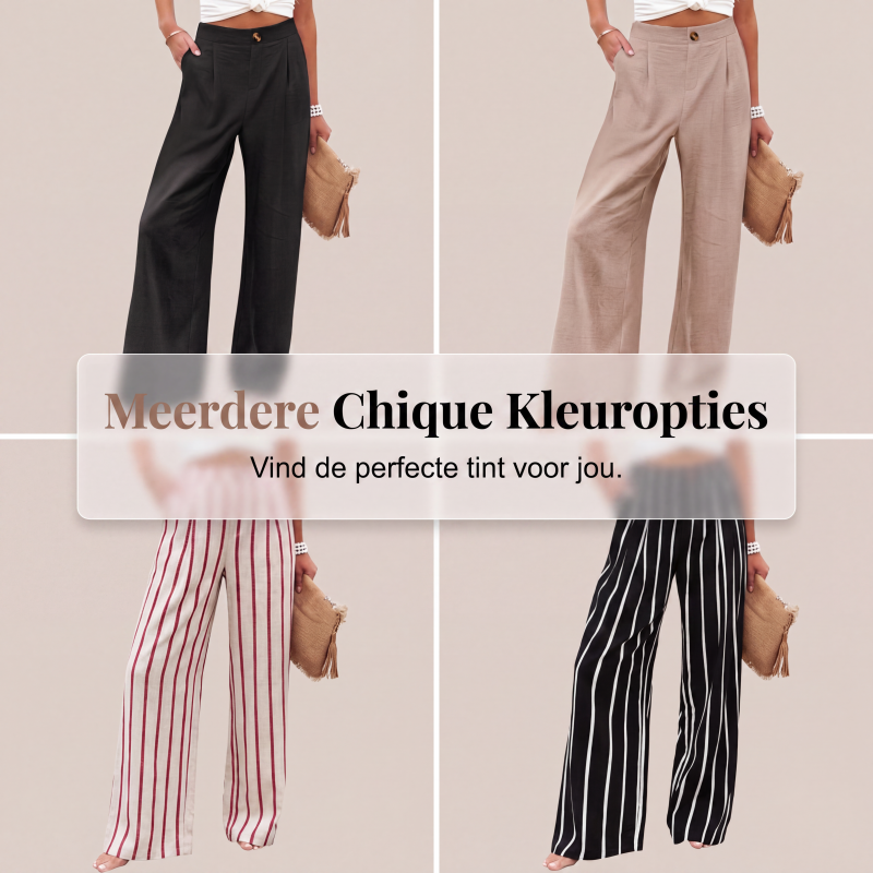 Dames hoge taille wijde pijpen casual broek