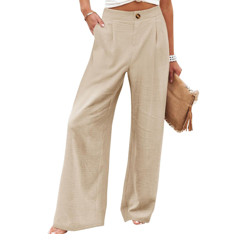 Dames hoge taille wijde pijpen casual broek