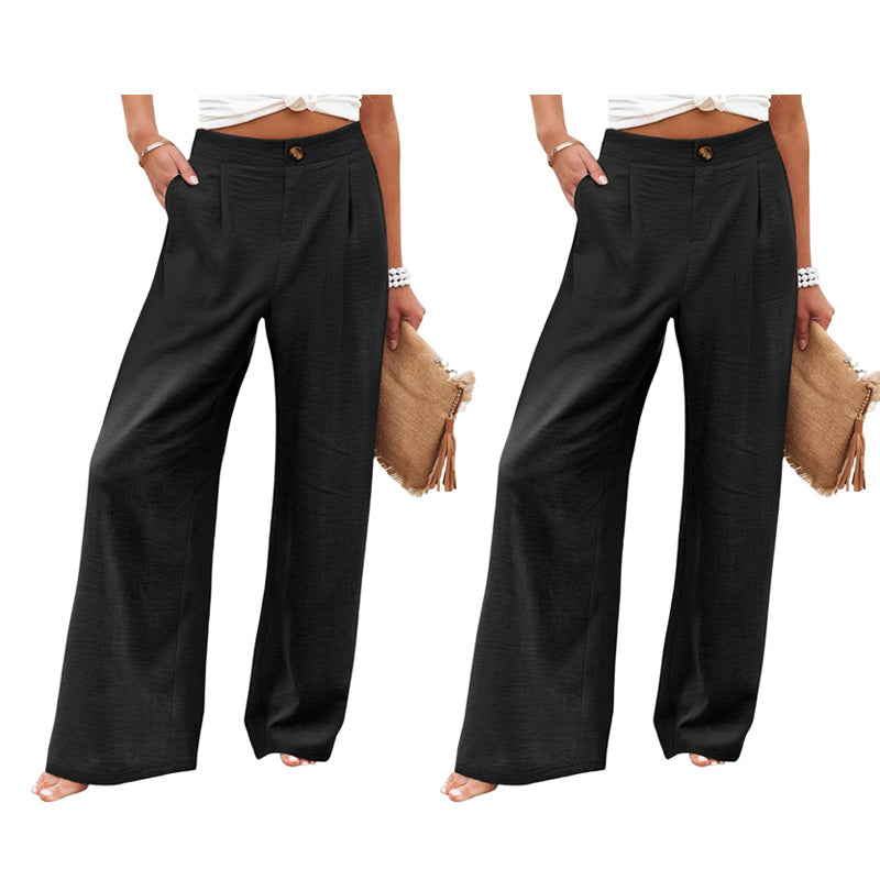 Dames hoge taille wijde pijpen casual broek