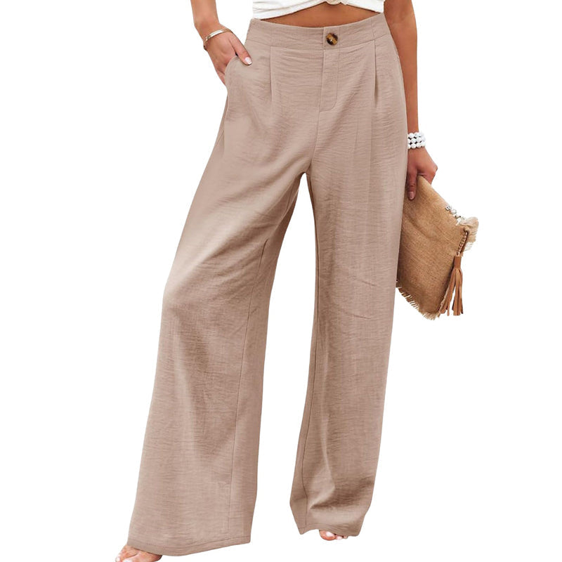 Dames hoge taille wijde pijpen casual broek