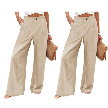 Dames hoge taille wijde pijpen casual broek