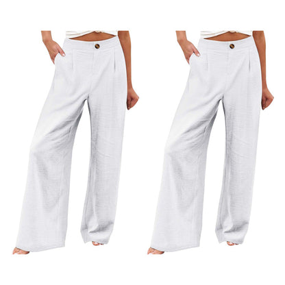 Dames hoge taille wijde pijpen casual broek