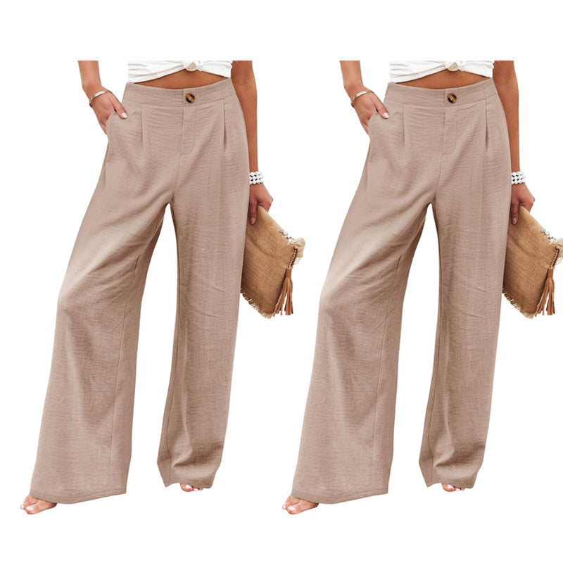 Dames hoge taille wijde pijpen casual broek