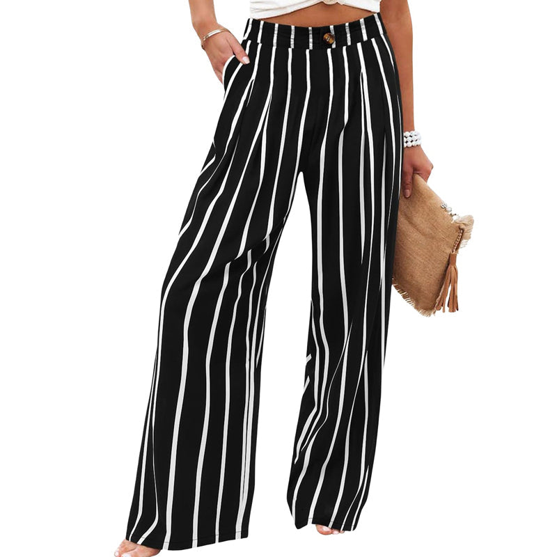 Dames hoge taille wijde pijpen casual broek