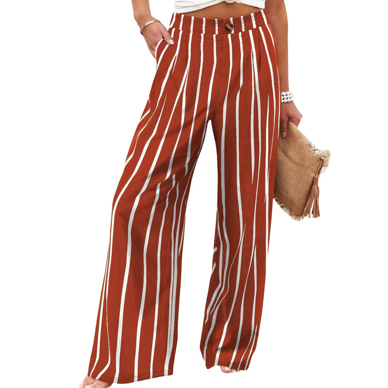 Dames hoge taille wijde pijpen casual broek