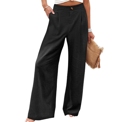 Dames hoge taille wijde pijpen casual broek