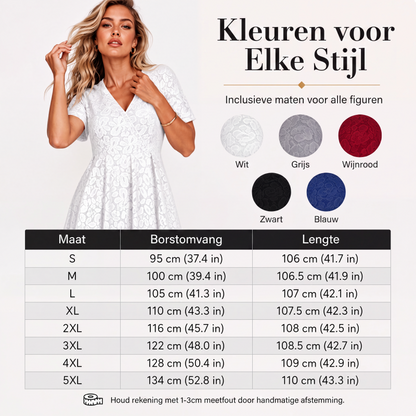 🌸 Nieuwe Collectie 👗 Dames Kanten V-hals Jurk – Elegante uitstraling & comfortabele pasvorm