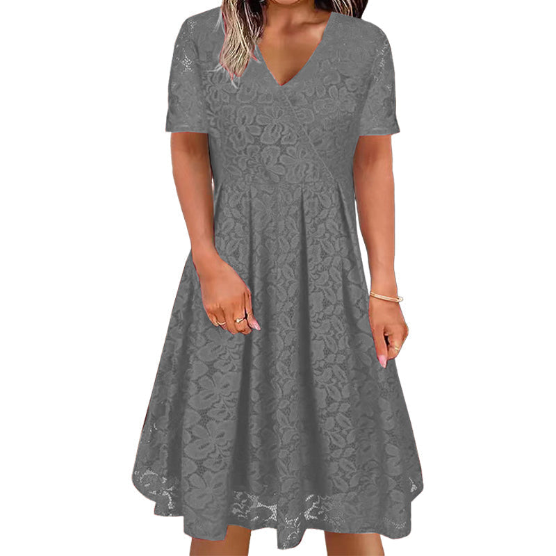 🌸 Nieuwe Collectie 👗 Dames Kanten V-hals Jurk – Elegante uitstraling & comfortabele pasvorm