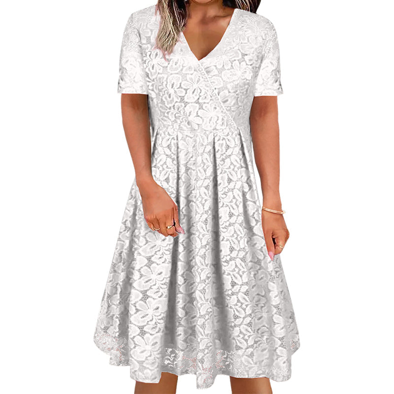 🌸 Nieuwe Collectie 👗 Dames Kanten V-hals Jurk – Elegante uitstraling & comfortabele pasvorm
