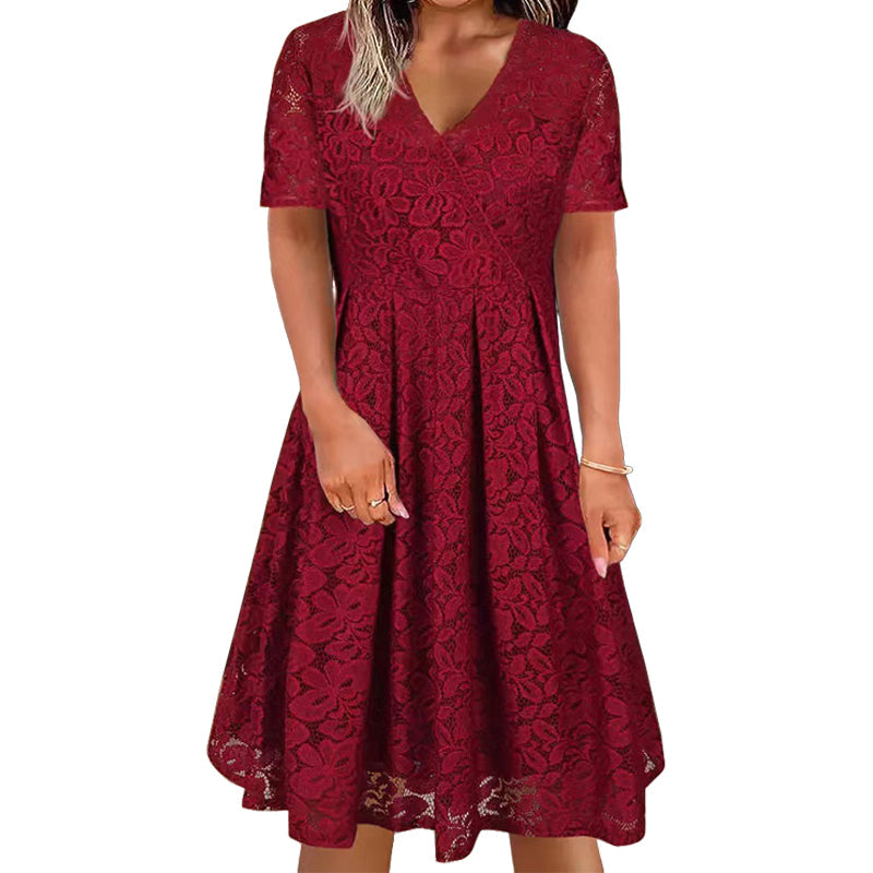 🌸 Nieuwe Collectie 👗 Dames Kanten V-hals Jurk – Elegante uitstraling & comfortabele pasvorm
