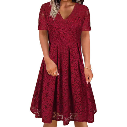 🌸 Nieuwe Collectie 👗 Dames Kanten V-hals Jurk – Elegante uitstraling & comfortabele pasvorm