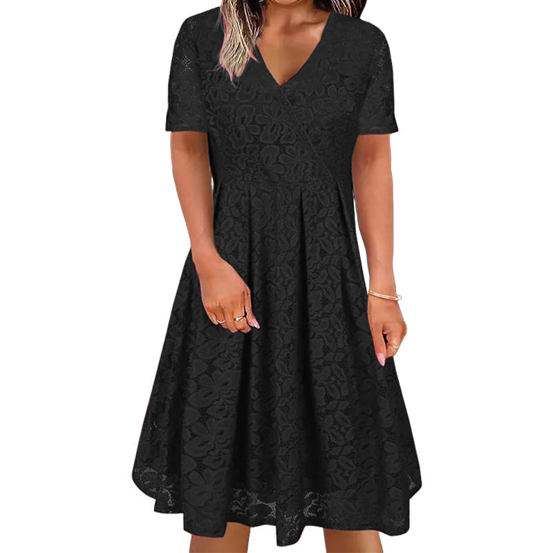 🌸 Nieuwe Collectie 👗 Dames Kanten V-hals Jurk – Elegante uitstraling & comfortabele pasvorm