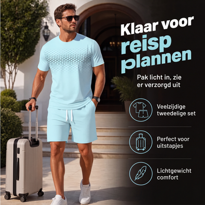 🔥 Bestseller van de Week 👕 Heren T-shirt & Korte Broek Set – Casual stijl, licht comfort & perfecte zomerlook ✨