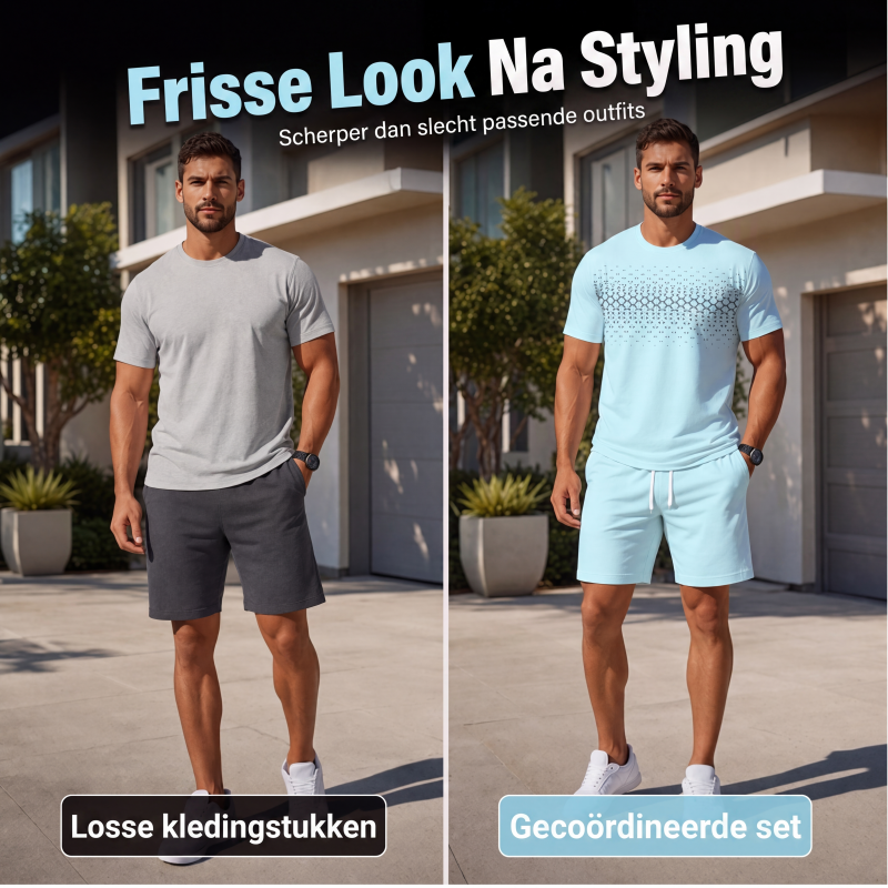 🔥 Bestseller van de Week 👕 Heren T-shirt & Korte Broek Set – Casual stijl, licht comfort & perfecte zomerlook ✨