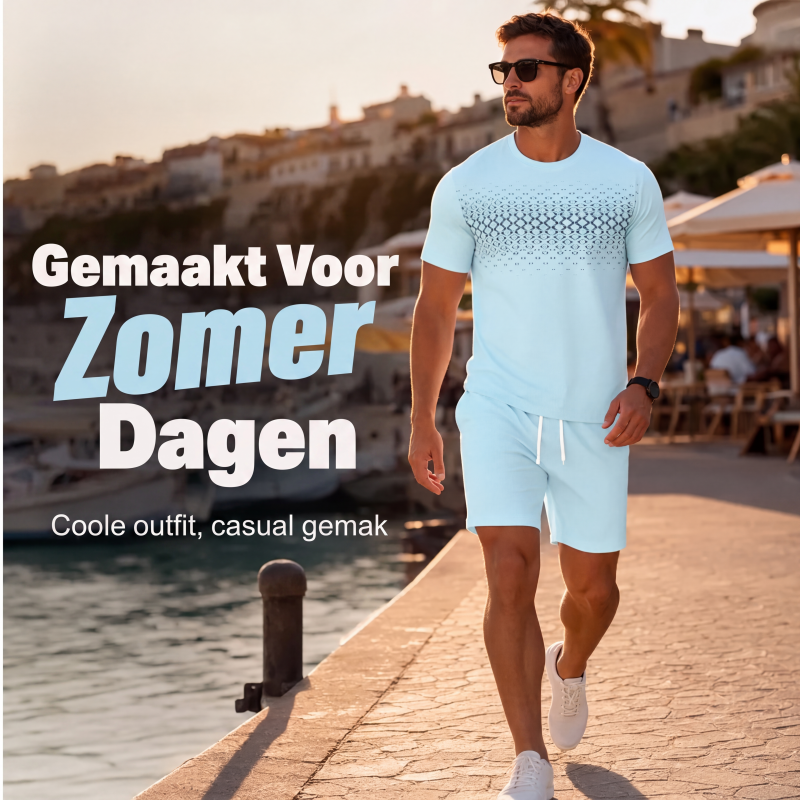 🔥 Bestseller van de Week 👕 Heren T-shirt & Korte Broek Set – Casual stijl, licht comfort & perfecte zomerlook ✨