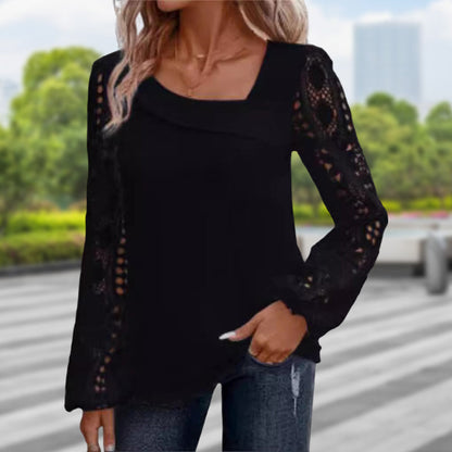 🌸 Nieuwe Collectie 👚 Dames Kanten Top met Lange Mouwen – Elegante uitsnijdingen & vrouwelijke uitstraling ✨