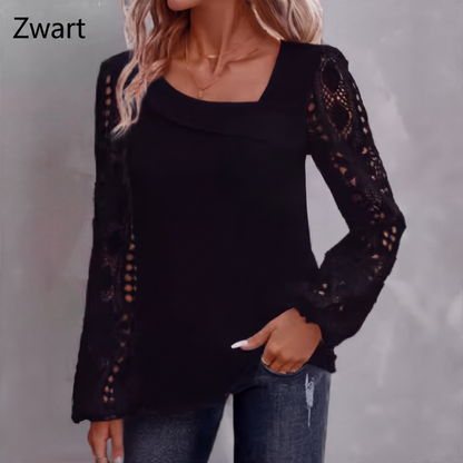 🌸 Nieuwe Collectie 👚 Dames Kanten Top met Lange Mouwen – Elegante uitsnijdingen & vrouwelijke uitstraling ✨