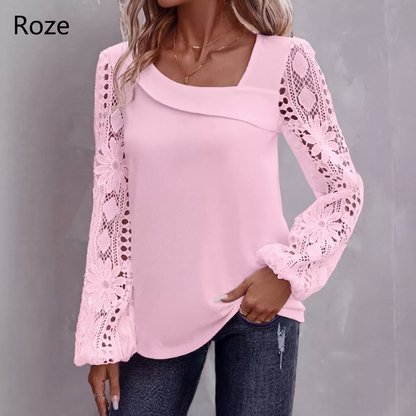 🌸 Nieuwe Collectie 👚 Dames Kanten Top met Lange Mouwen – Elegante uitsnijdingen & vrouwelijke uitstraling ✨