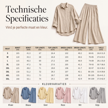 ⏰Laatste dag uitverkoop: 50% korting💃Casual overhemd voor dames en set van wijdvallende wijde pijpen broek