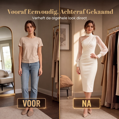 ⏰Laatste dag uitverkoop: 50% korting💃Bodycon-jurk van mesh met col voor dames
