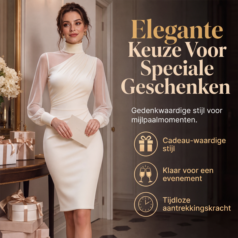 ⏰Laatste dag uitverkoop: 50% korting💃Bodycon-jurk van mesh met col voor dames