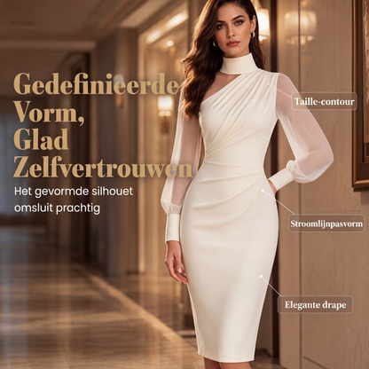 ⏰Laatste dag uitverkoop: 50% korting💃Bodycon-jurk van mesh met col voor dames