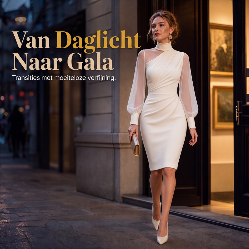 ⏰Laatste dag uitverkoop: 50% korting💃Bodycon-jurk van mesh met col voor dames