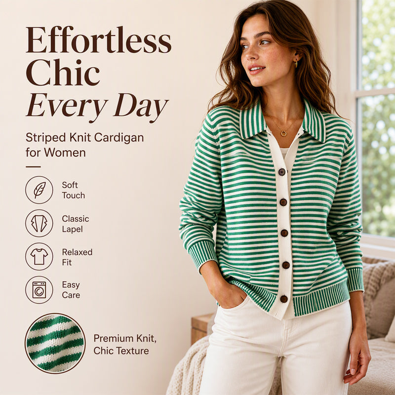 ✨ Nieuwe Collectie 🌸 Dames Gestreept Gebreid Vest – Uniek Design, Tijdloze Stijl & Zachte Comfortabele Pasvorm 💕