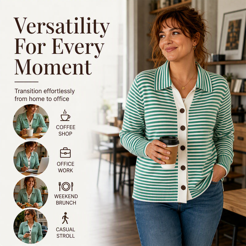 ✨ Nieuwe Collectie 🌸 Dames Gestreept Gebreid Vest – Uniek Design, Tijdloze Stijl & Zachte Comfortabele Pasvorm 💕