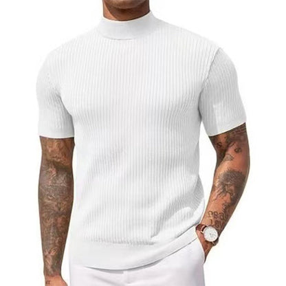 🔥 Nieuw & Trendy ✨ Heren Slim Fit T-shirt met Hoge Kraag 👕 moderne look, comfortabele pasvorm & stijlvolle uitstraling