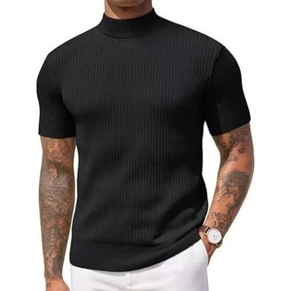 🔥 Nieuw & Trendy ✨ Heren Slim Fit T-shirt met Hoge Kraag 👕 moderne look, comfortabele pasvorm & stijlvolle uitstraling