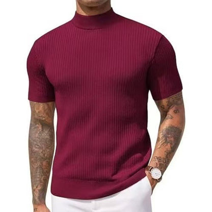 🔥 Nieuw & Trendy ✨ Heren Slim Fit T-shirt met Hoge Kraag 👕 moderne look, comfortabele pasvorm & stijlvolle uitstraling