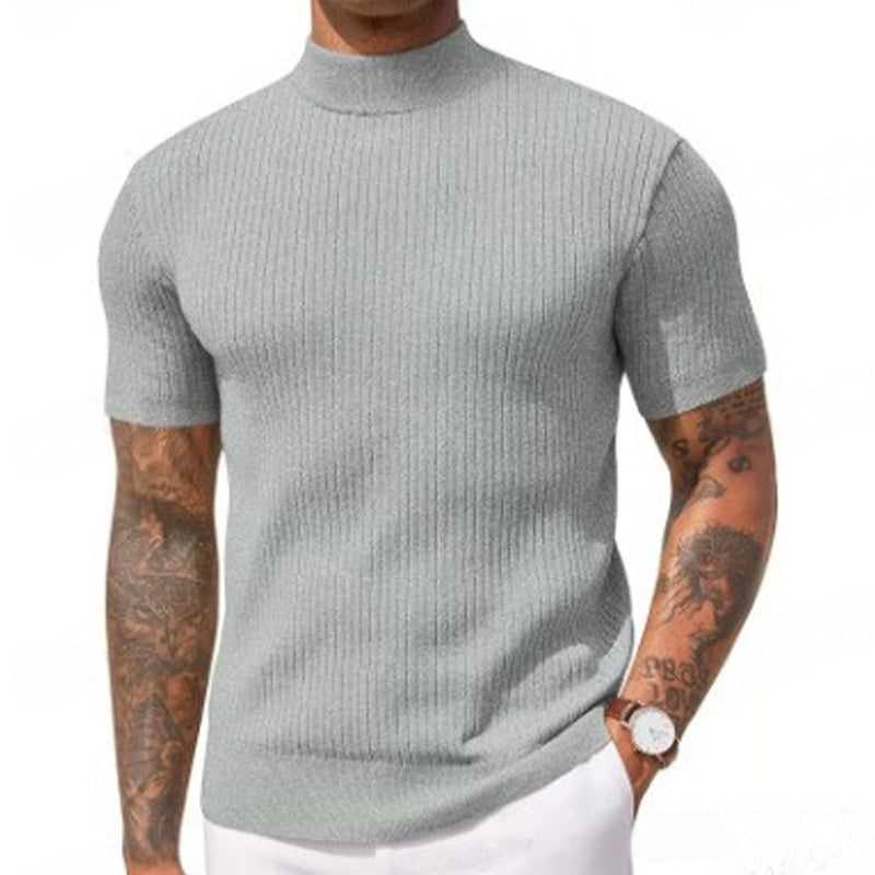🔥 Nieuw & Trendy ✨ Heren Slim Fit T-shirt met Hoge Kraag 👕 moderne look, comfortabele pasvorm & stijlvolle uitstraling