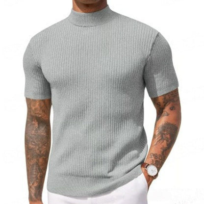 🔥 Nieuw & Trendy ✨ Heren Slim Fit T-shirt met Hoge Kraag 👕 moderne look, comfortabele pasvorm & stijlvolle uitstraling