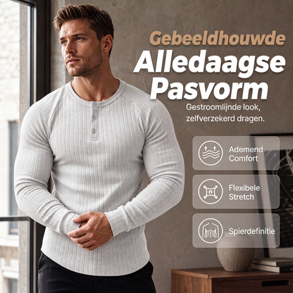 🔥 Klantfavoriet ✨ Heren Slim Fit Henley Shirt 👕 stijlvolle pasvorm, comfortabel gevoel & moderne casual look 😎