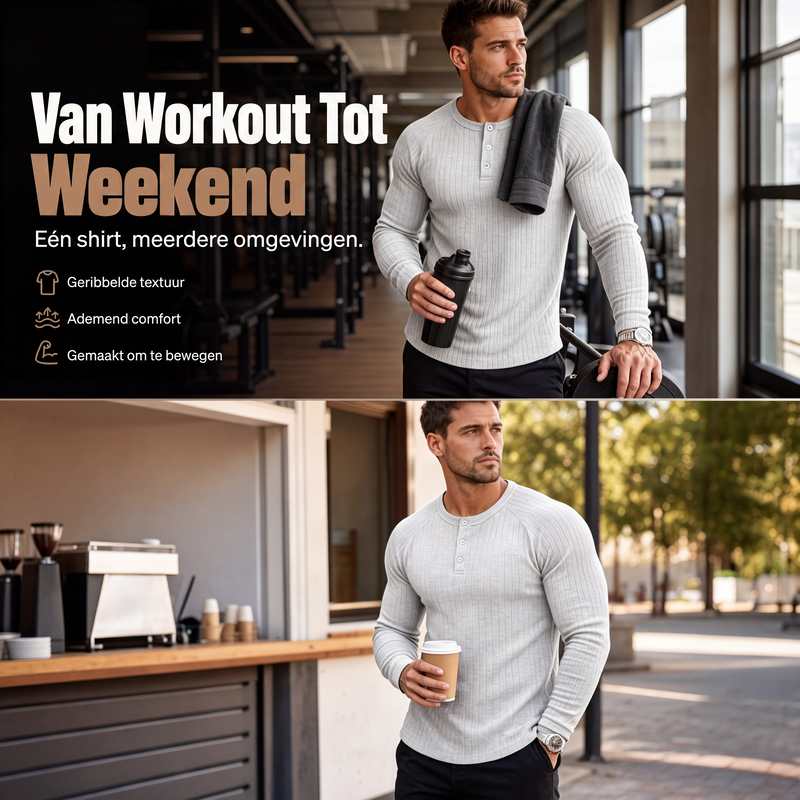 🔥 Klantfavoriet ✨ Heren Slim Fit Henley Shirt 👕 stijlvolle pasvorm, comfortabel gevoel & moderne casual look 😎