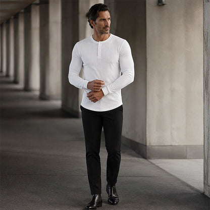 🔥 Klantfavoriet ✨ Heren Slim Fit Henley Shirt 👕 stijlvolle pasvorm, comfortabel gevoel & moderne casual look 😎