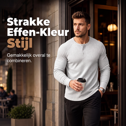 🔥 Klantfavoriet ✨ Heren Slim Fit Henley Shirt 👕 stijlvolle pasvorm, comfortabel gevoel & moderne casual look 😎